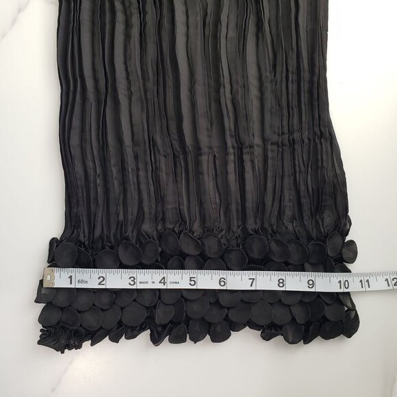 Chico's Chiffon Scarf Crinkle Textured Trim Black 62" Long Unique Event - Picture 8 of 8